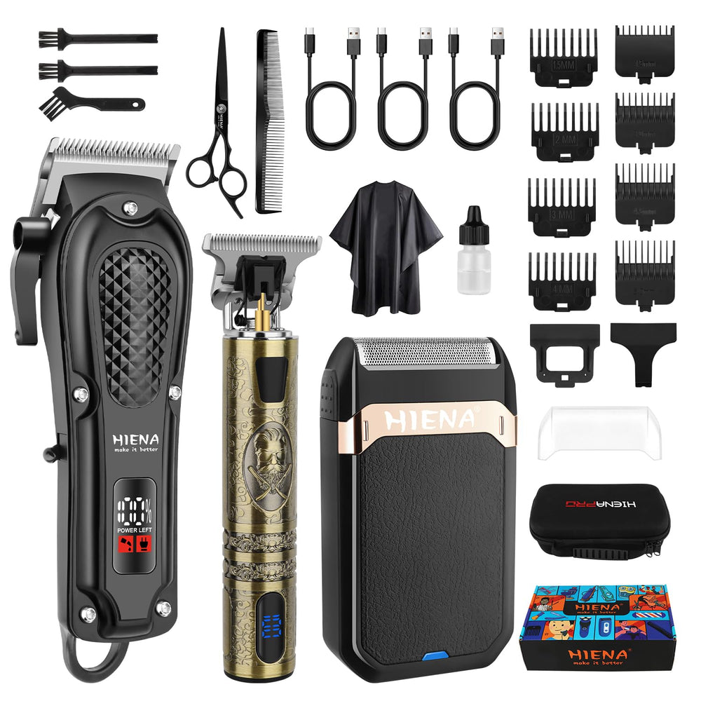 HIENA PRO professional hair clippers front view with ergonomic grip for comfortable styling.