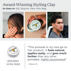 Hair with Highland Glacial Clay Pomade demonstrating medium hold and low shine