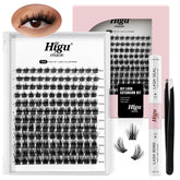 Higu clace Lash Clusters Kit box shows complete DIY lashes for salon-grade results.