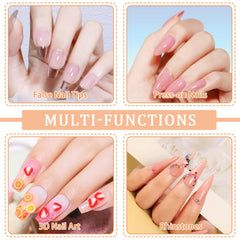 HiLemon solid nail glue gel during UV curing highlighting strong adhesion