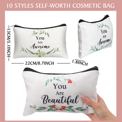 Hillban canvas makeup pouches with inspirational words supporting daily routines.
