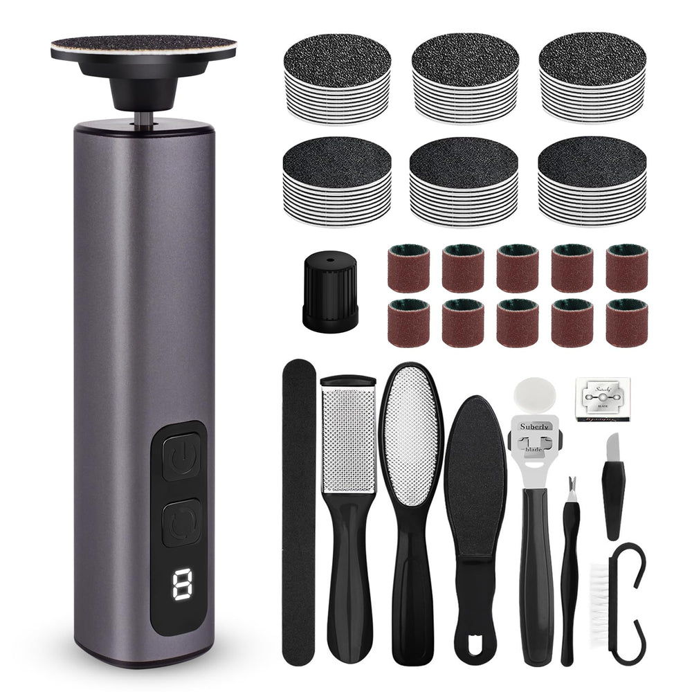 HILUDEER electric foot file cordless with USB recharge for salon-like pedicures at home