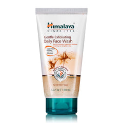 Himalaya Gentle Exfoliating Face Wash bottle pour for daily deep clean and refreshed skin.