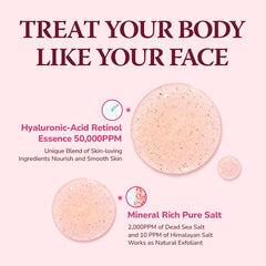HIMALAYA PINKSALT scrub texture closeup showing creamy lather and polishing.
