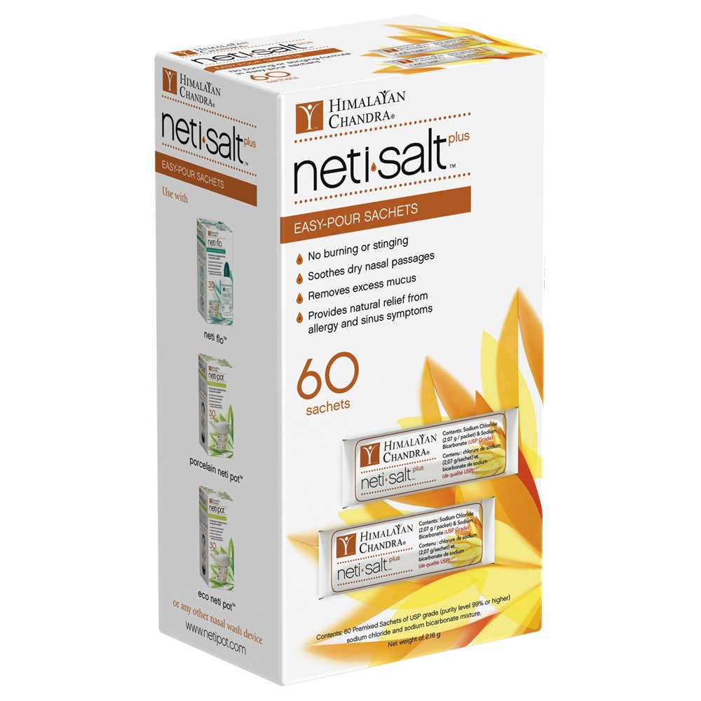 Himalayan Chandra Neti Salt Plus sachet box front for nasal comfort
