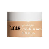 hims Goodnight Wrinkle Cream tube closeup illustrating smooth overnight hydration