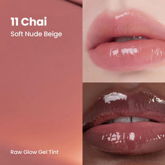 HINCE Raw Glow Lip Tint glossy-dewy finish wears comfortably and layers well.