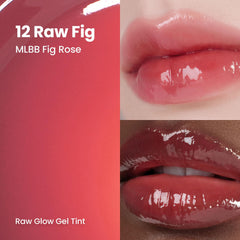 HINCE Raw Glow Lip Tint Shy Pear swatch reveals buildable fig-brown glow