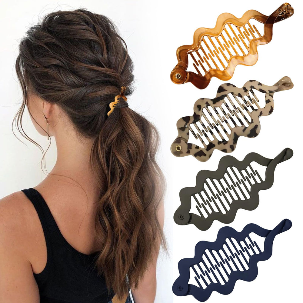 HINGTAI banana clips leopard pattern for secure thin-hair styling