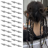HINGTAI goth hair clips 20pc set with silver spikes closeup for bold braids