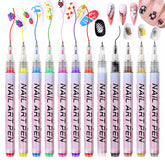 Hinourisha nail art pens 12-color set close-up tips for precise detailing.