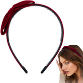 HINZIC bow headband with burgundy velvet surface offers comfortable daily wear