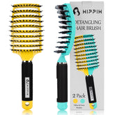 HIPPIH detangling brush two-pack yellow for quick, tangle-free styling.