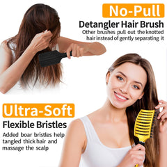 HIPPIH detangling brush on wet hair for gentle detangling with less snag.
