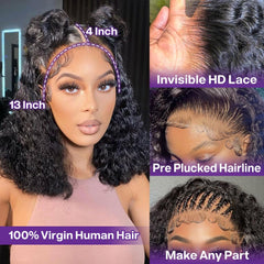 HIRIREMY 13x4 HD lace base wig blends with skin tones for seamless melt.