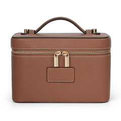 HiTotes makeup bag waterproof leather surface keeps contents protected while traveling.