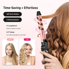 Hittiona automatic curling iron LCD display helps precise styling choices.