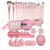 Hiuzar 42pc makeup brush set front view for complete makeup application