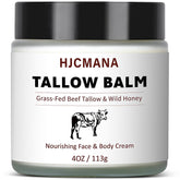 HJCMANA Beef Tallow jar close-up balm shows rich texture for daily moisturization