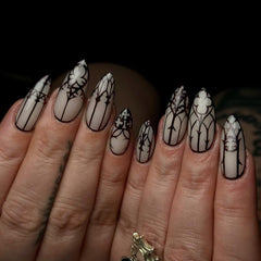 HJKDSFD almond press-on nails collection with 12 sizes for precise fit