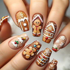 HJKDSFD Christmas press-on nails 24-piece kit for quick festive manicure at home
