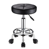 HMTOT round rolling stool with wheels and swivel seat for smooth salon mobility.