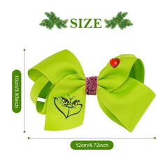 HNMEILI Green bow clip with red heart gem adds playful holiday charm.