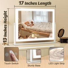 HNV vanity mirror includes a detachable 10x magnification mirror for fine eyeliner work.
