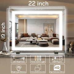 HNV vanity mirror with dimmable LED delivers precise warm natural and cool lighting.