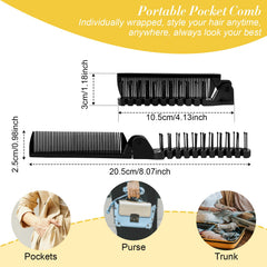 HOFASON travel folding comb open showing dual-head design for styling versatility.