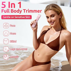 HOHOLE Bikini Trimmer with all five heads attached for versatile grooming.