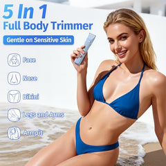 HOHOLE Bikini Trimmer blue battery display highlights power status during routines.