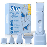 HOHOLE Bikini Trimmer blue front view for travel-friendly grooming and precise trimming.