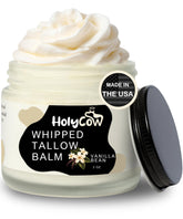 HolyCow Beef Tallow for Skin jar with whipped balm and lavender-rose notes.