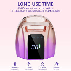 HOLYNOTES portable rechargeable nail lamp with 15600mAh battery for cordless use