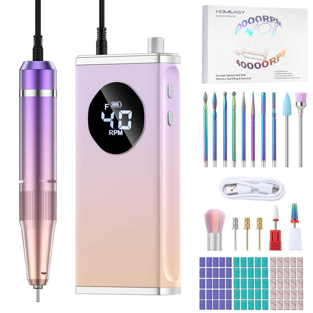 homeasy electric nail drill 40000rpm front view for fast gel or acrylic removal.