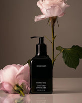 Homecourt Steeped Rose bottle with pump for gentle cleansing and hydration.