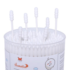 HOMEFOX cotton swabs pointed tip precision for hard-to-reach spots and makeup detail.