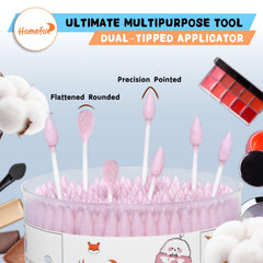 HOMEFOX cotton swabs precision pointed-tip for tight-spot makeup tasks.