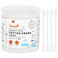 HOMEFOX white cotton swabs spiral pointed 200-count for precise cleaning and makeup removal.