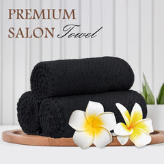 HOMEXCEL black salon towels quick-dry feature keeps stations ready.