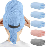 HOMEXCEL blue microfiber hair towel pack for quick-drying and full-coverage wrap