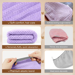 HOMEXCEL towel covering long, curly hair to help reduce drying time