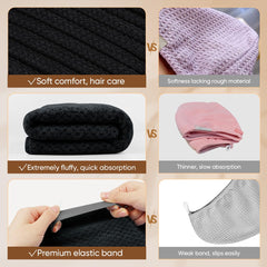 HOMEXCEL hair towel wrap black 40x20 long-hair use-ready wrap for efficient post-shower care.