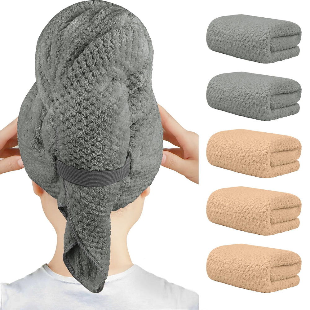 HOMEXCEL microfiber hair towel 40x20 rolled for fast-drying and full-coverage hair care.