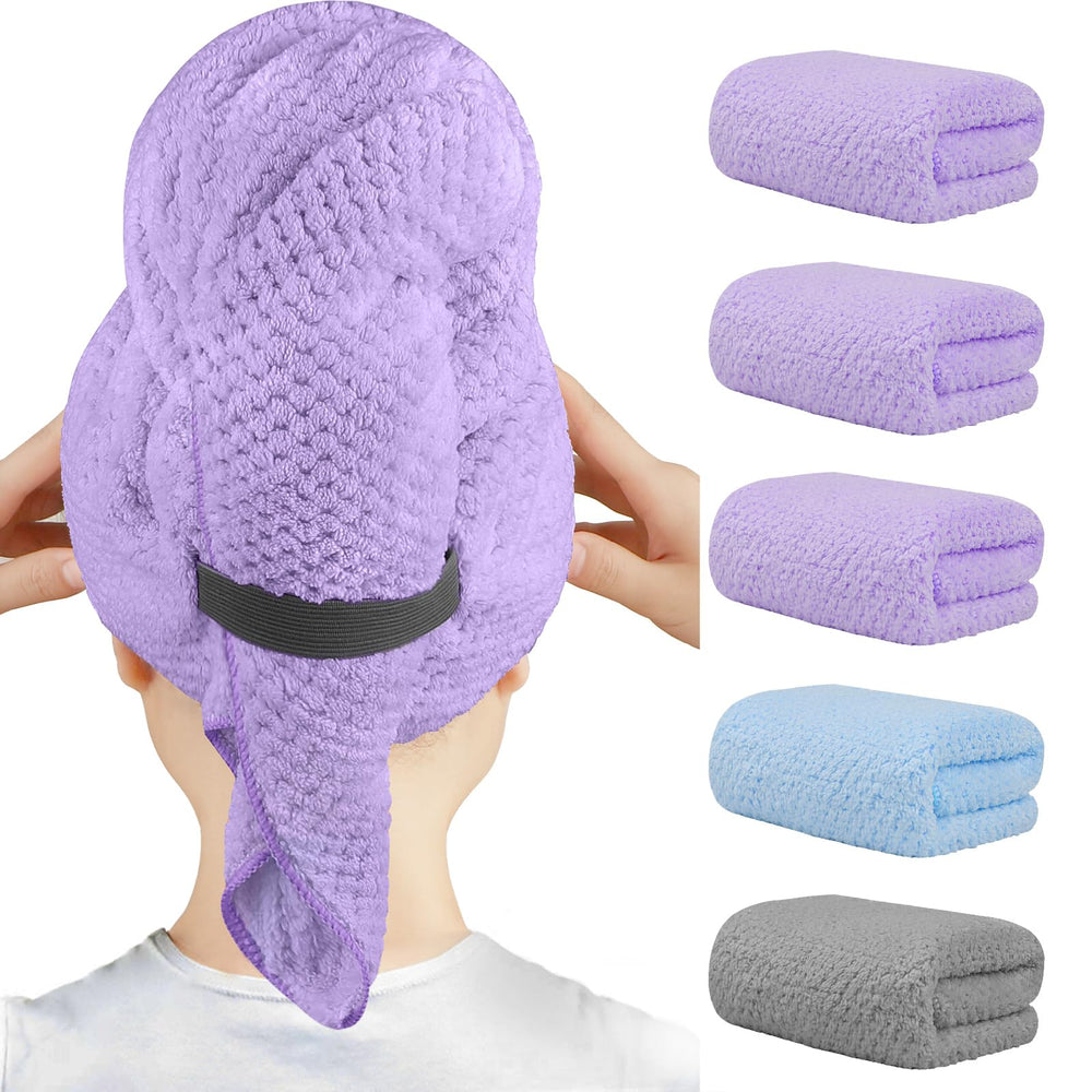 HOMEXCEL microfiber hair towel unfolded showing large 40x20 inch coverage for quick drying