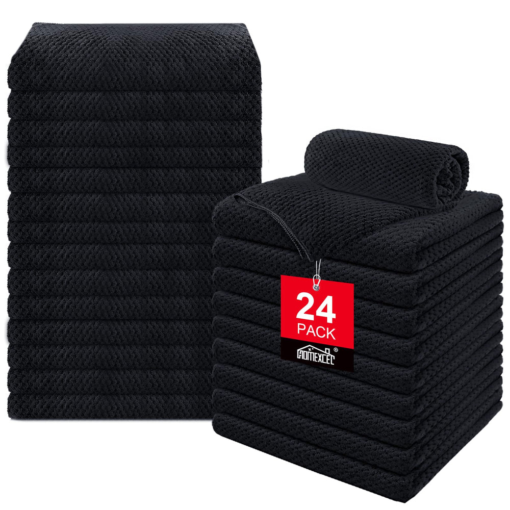 HOMEXCEL soft salon towels 24-pack folded for quick, tidy setup.
