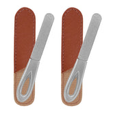 HomeyEra metal nail file with leather case, dual-sided grit for precise shaping on the go