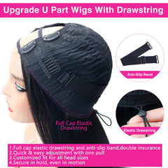 Homgoss U Part Wig U-part design closeup enables seamless blend with hair