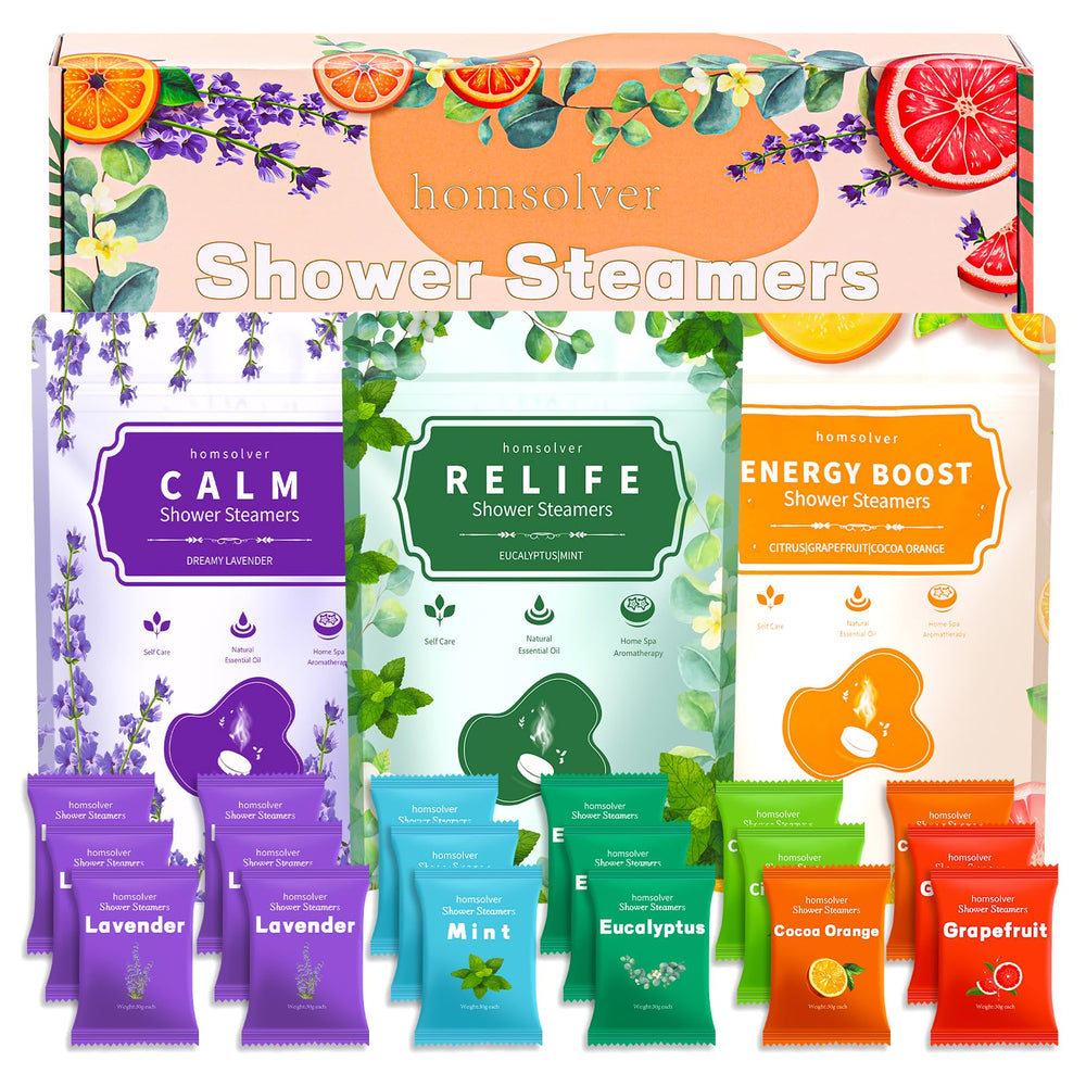 Homsolver 18-pack box showing gift-ready steamers for relaxation.